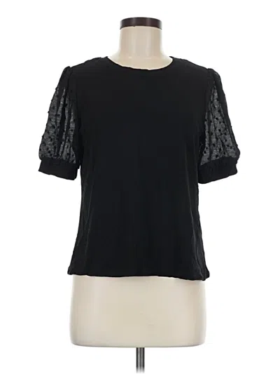 Pre-owned Cece Short Sleeve Top Black Crew Neck Tops