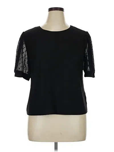 Pre-owned Cece Short Sleeve Top Black Crew Neck Tops
