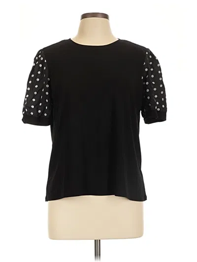 Pre-owned Cece Short Sleeve Top Black Crew Neck Tops