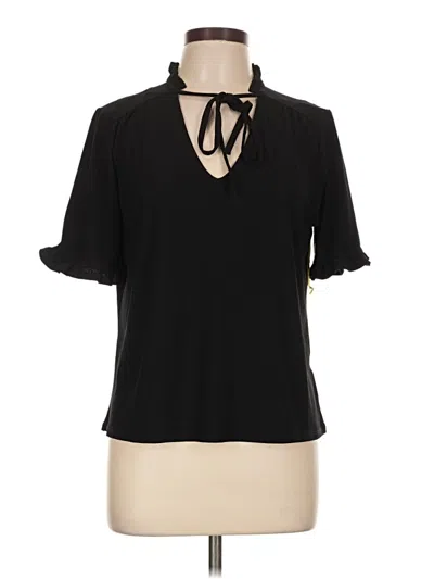 Pre-owned Cece Short Sleeve Top Black Keyhole Neckline Tops