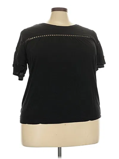 Pre-owned Cece Short Sleeve Top Black Keyhole Neckline Tops