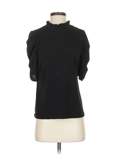 Pre-owned Cece Short Sleeve Top Black Mock Neckline Tops