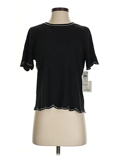 Pre-owned Cece Short Sleeve Top Black Mock Neckline Tops