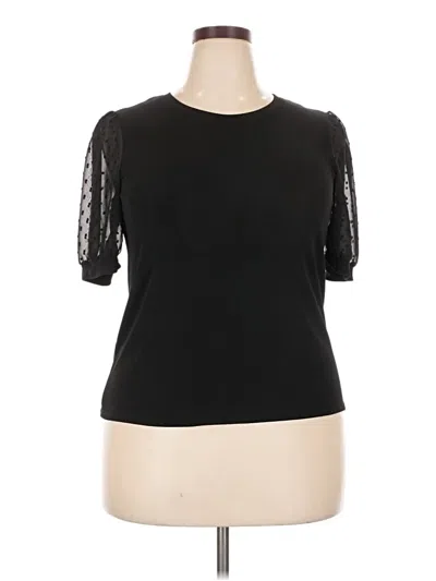 Pre-owned Cece Short Sleeve Top Black Mock Neckline Tops