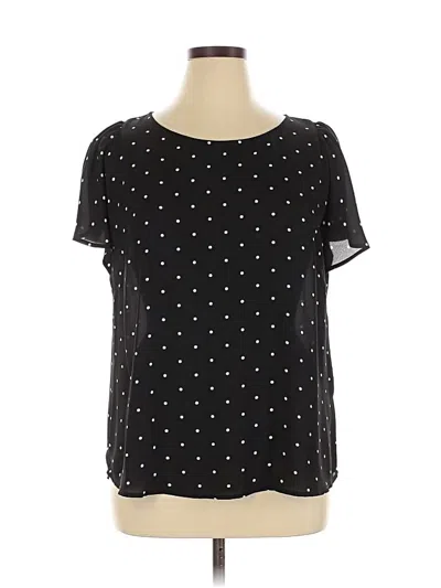 Pre-owned Cece Short Sleeve Top Black Polka Dots Pattern Keyhole Neckline Tops