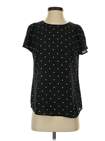 Pre-owned Cece Short Sleeve Top Black Polka Dots Pattern Keyhole Neckline Tops