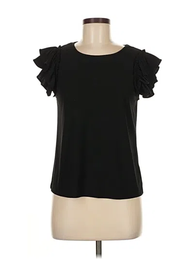Pre-owned Cece Short Sleeve Top Black Ruffles Neckline Tops