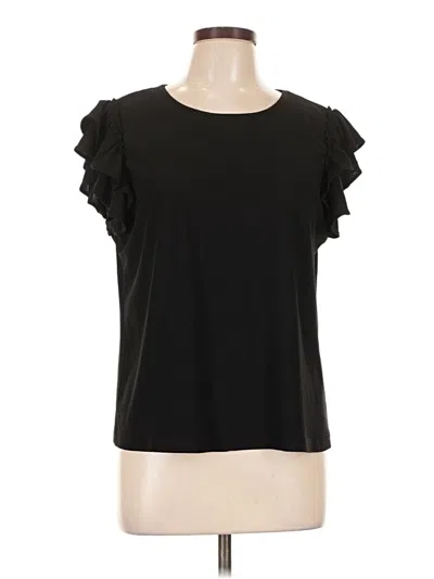 Pre-owned Cece Short Sleeve Top Black Ruffles Neckline Tops