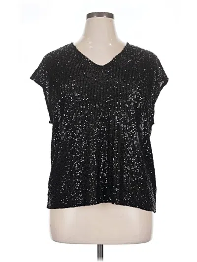 Pre-owned Cece Short Sleeve Top Black V-neck Tops