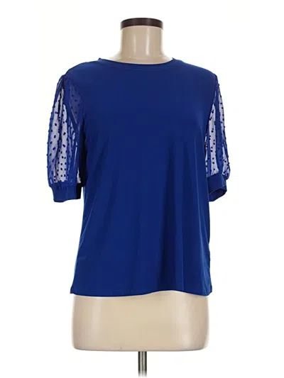 Pre-owned Cece Short Sleeve Top Blue Crew Neck Tops
