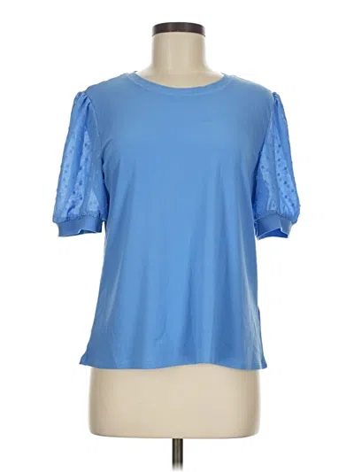 Pre-owned Cece Short Sleeve Top Blue Crew Neck Tops