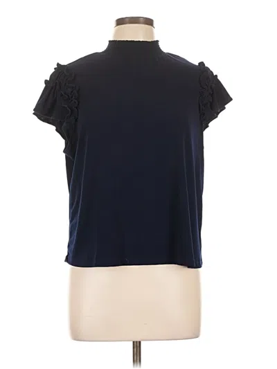 Pre-owned Cece Short Sleeve Top Blue Mock Neckline Tops