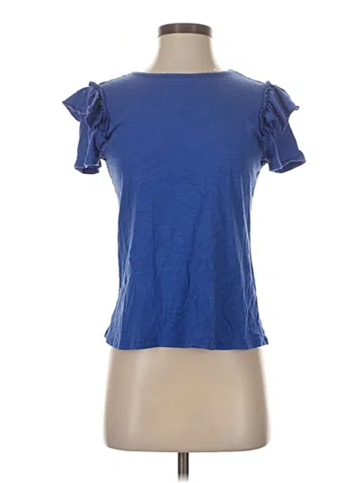 Pre-owned Cece Short Sleeve Top Blue Ruffles Neckline Tops