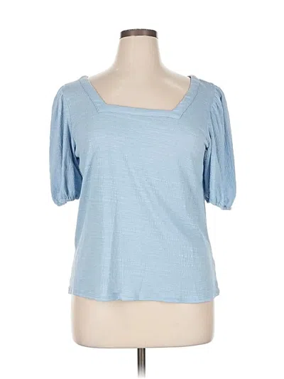 Pre-owned Cece Short Sleeve Top Blue Scoop Neck Tops