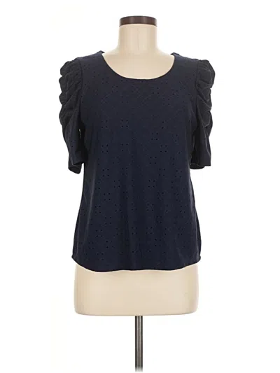 Pre-owned Cece Short Sleeve Top Blue Scoop Neck Tops