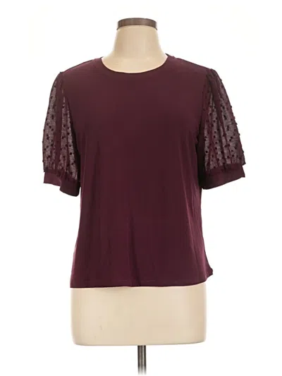 Pre-owned Cece Short Sleeve Top Burgundy Crew Neck Tops
