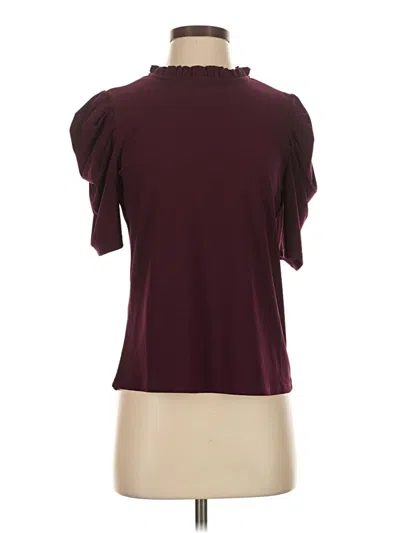 Pre-owned Cece Short Sleeve Top Burgundy Mock Neckline Tops