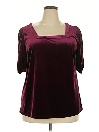 Pre-owned Cece Short Sleeve Top Burgundy Scoop Neck Tops