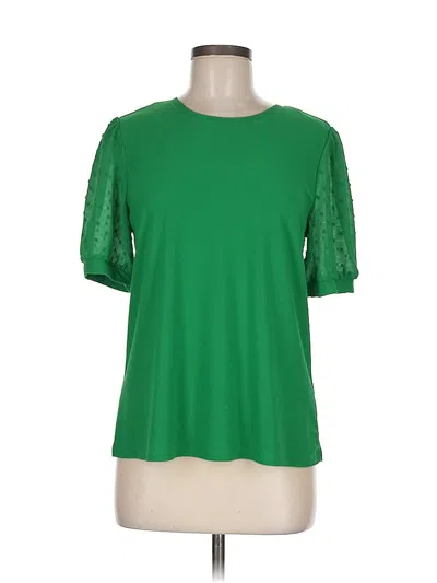 Pre-owned Cece Short Sleeve Top Green Crew Neck Tops