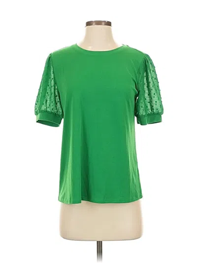 Pre-owned Cece Short Sleeve Top Green Crew Neck Tops