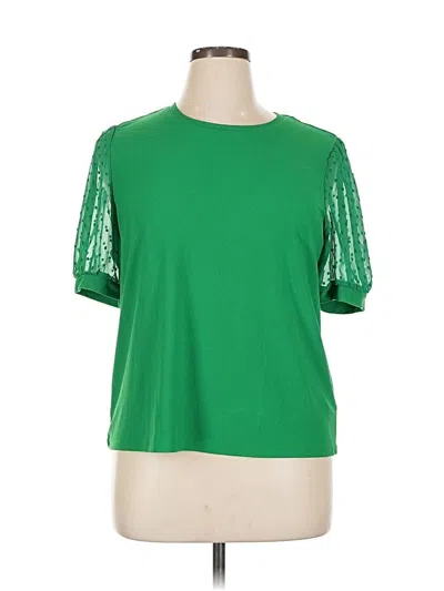 Pre-owned Cece Short Sleeve Top Green Crew Neck Tops