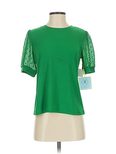 Pre-owned Cece Short Sleeve Top Green Crew Neck Tops