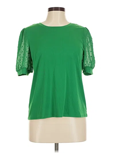 Pre-owned Cece Short Sleeve Top Green Crew Neck Tops