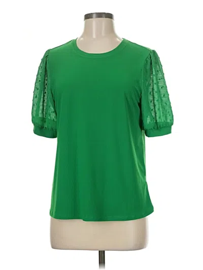 Pre-owned Cece Short Sleeve Top Green Crew Neck Tops