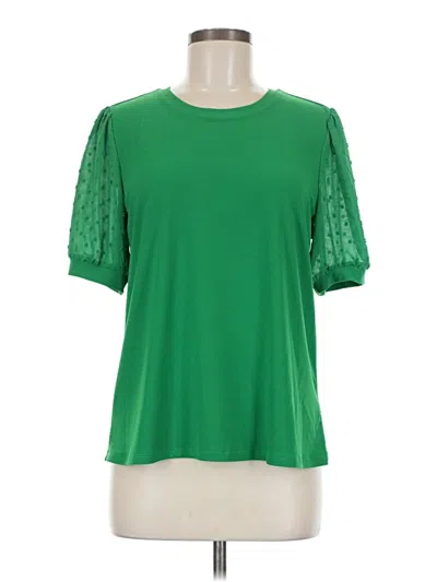 Pre-owned Cece Short Sleeve Top Green Crew Neck Tops