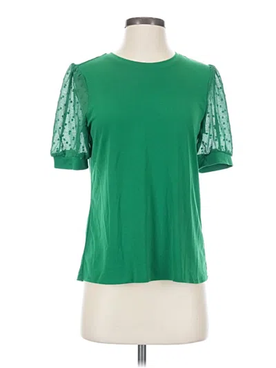 Pre-owned Cece Short Sleeve Top Green Crew Neck Tops