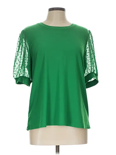 Pre-owned Cece Short Sleeve Top Green Crew Neck Tops