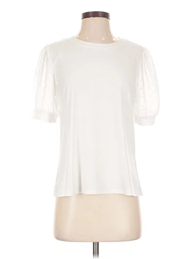 Pre-owned Cece Short Sleeve Top Ivory Mock Neckline Tops