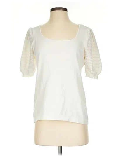 Pre-owned Cece Short Sleeve Top Ivory Square Neckline Tops