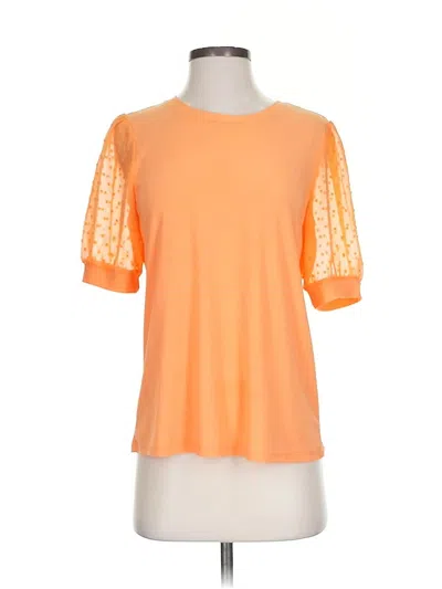 Pre-owned Cece Short Sleeve Top Orange Crew Neck Tops