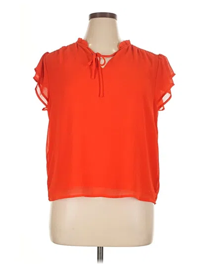 Pre-owned Cece Short Sleeve Top Orange Keyhole Neckline Tops