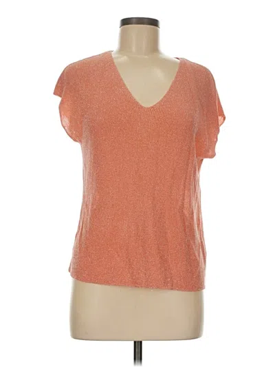 Pre-owned Cece Short Sleeve Top Orange V-neck Tops