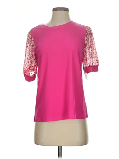 Pre-owned Cece Short Sleeve Top Pink Crew Neck Tops