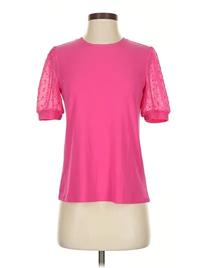 Pre-owned Cece Short Sleeve Top Pink Mock Neckline Tops
