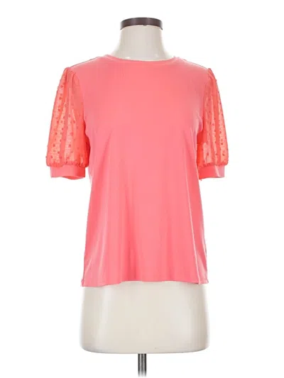 Pre-owned Cece Short Sleeve Top Pink Mock Neckline Tops
