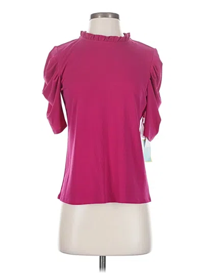 Pre-owned Cece Short Sleeve Top Pink Mock Neckline Tops