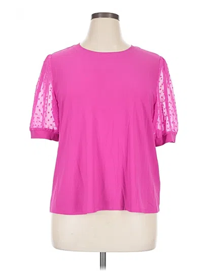 Pre-owned Cece Short Sleeve Top Pink Mock Neckline Tops