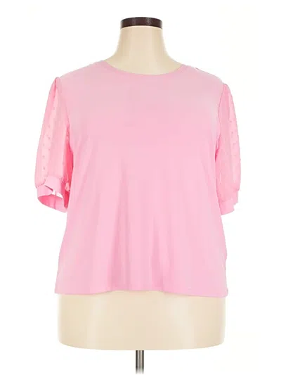 Pre-owned Cece Short Sleeve Top Pink Sweetheart Neckline Tops
