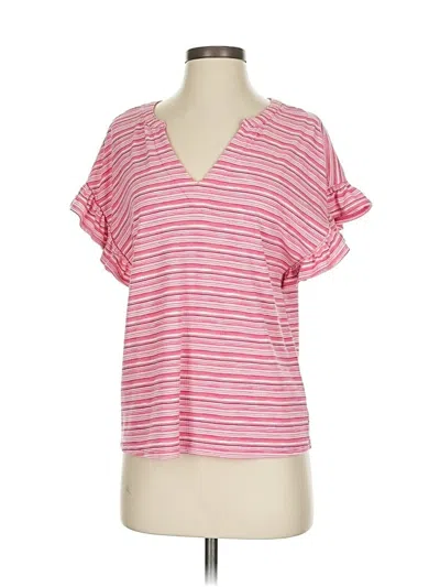 Pre-owned Cece Short Sleeve Top Pink V Neck Tops