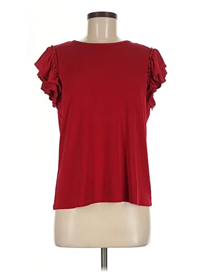 Pre-owned Cece Short Sleeve Top Red Ruffles Neckline Tops