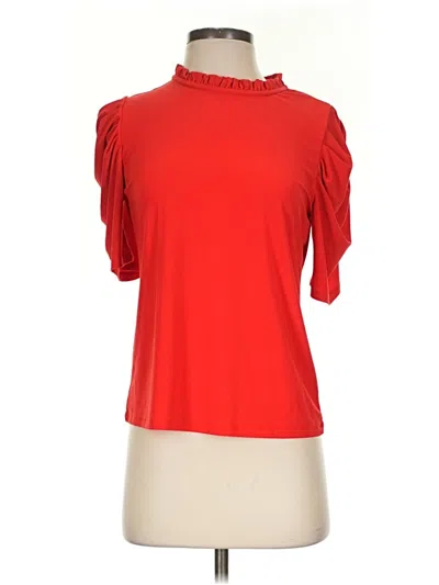 Pre-owned Cece Short Sleeve Top Red Ruffles Neckline Tops