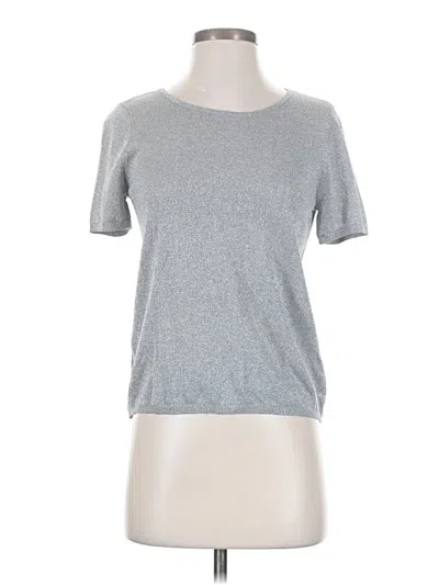 Pre-owned Cece Short Sleeve Top Silver Crew Neck Tops