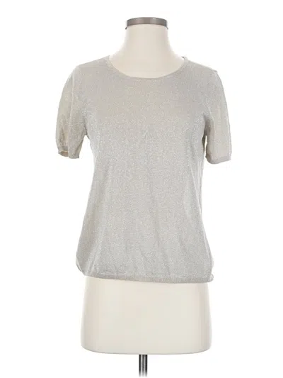 Pre-owned Cece Short Sleeve Top Silver Crew Neck Tops