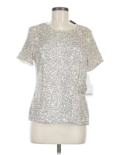 Pre-owned Cece Short Sleeve Top Silver One Shoulder Neckline Tops