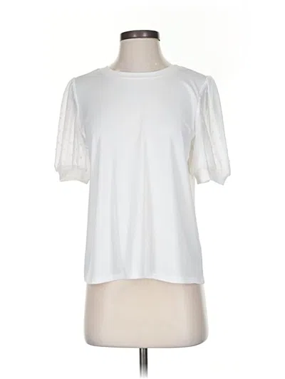 Pre-owned Cece Short Sleeve Top White Crew Neck Tops