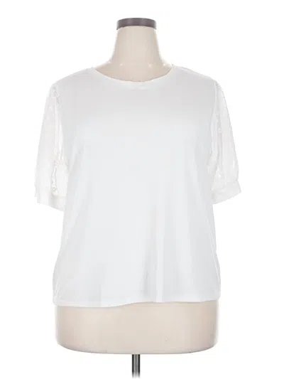 Pre-owned Cece Short Sleeve Top White Crew Neck Tops